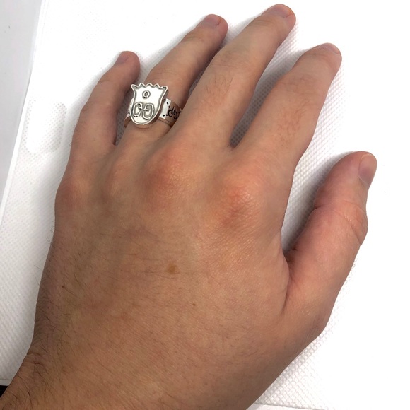 New Authentic GUCCI GHOST GG Sterling Silver Ring - Picture 6 of 10